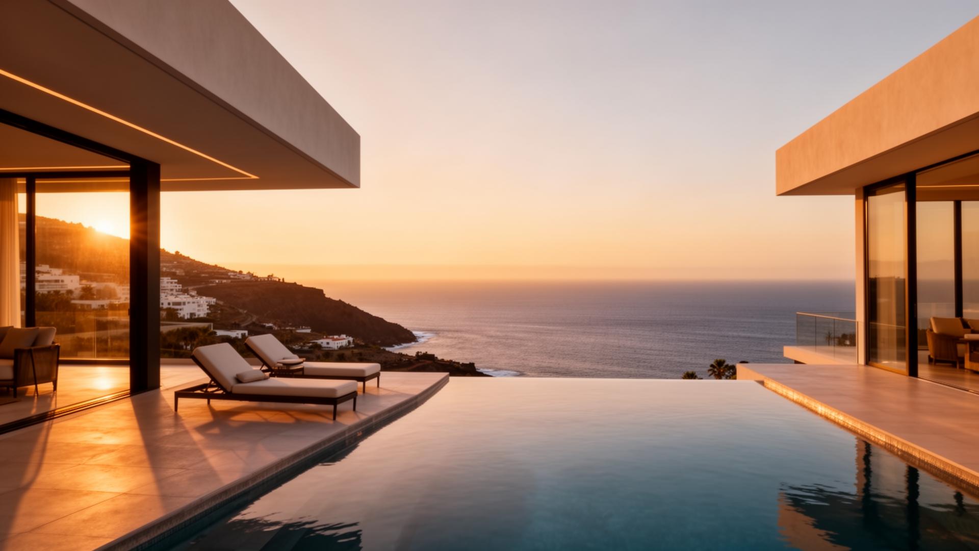 Villa de lujo en Tenerife al atardecer